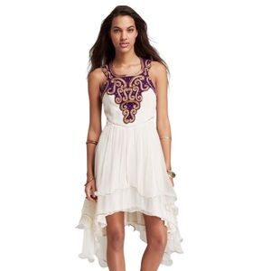Free People Filigree Fantasy Embroidered High-Low Dress - Ivory Comb - Size 8